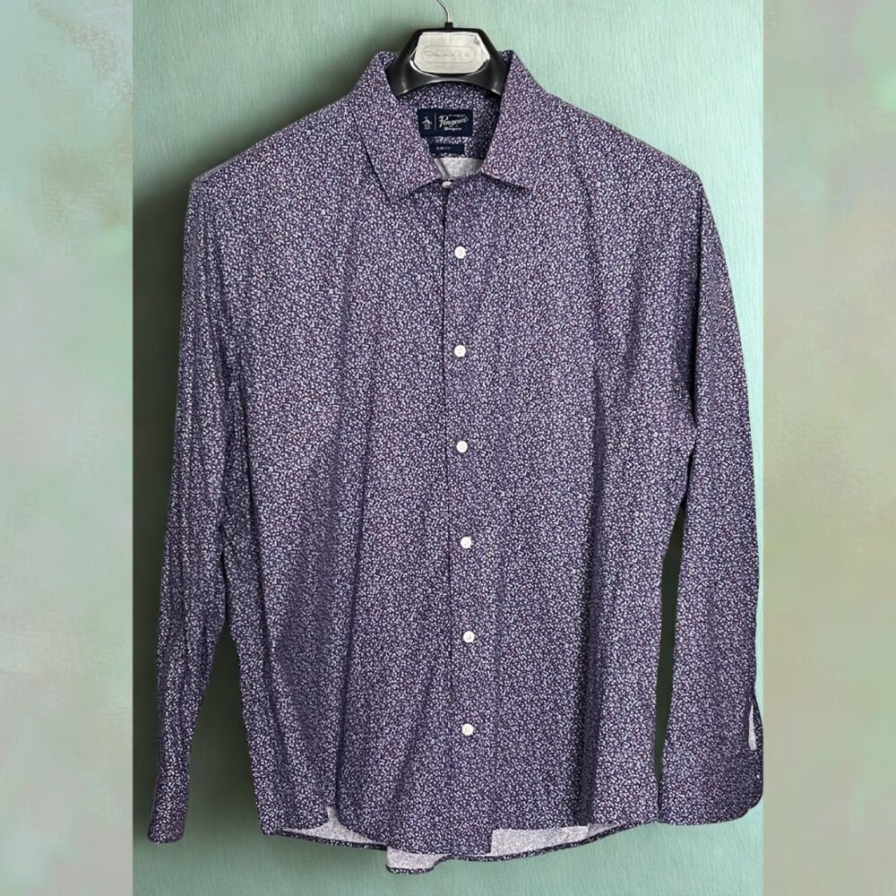 Penguin Munsingwear Men's Long Sleeve Button Down Shirt Slim Fit 17 1/2 34/35